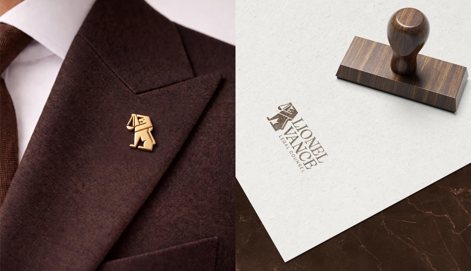 Branding Lionel Vance cu insignă metalică și ștampilă personalizată